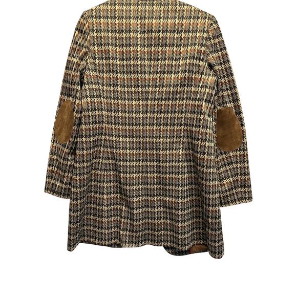 NWOT Tommy Hilfiger Women Brown Houndstooth Print Longline Blazer Jacket Coat 10 - Picture 9 of 15